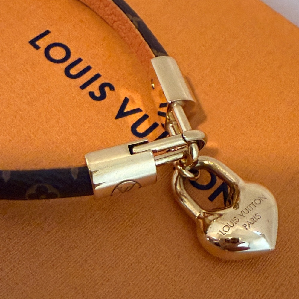 Louis Vuitton Crazy In Lock Charm Bracelet with Gold Heart Lock - Picture 6 of 6